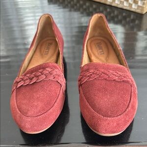 Born Red Loafers with Braided Suede Detail Size 8